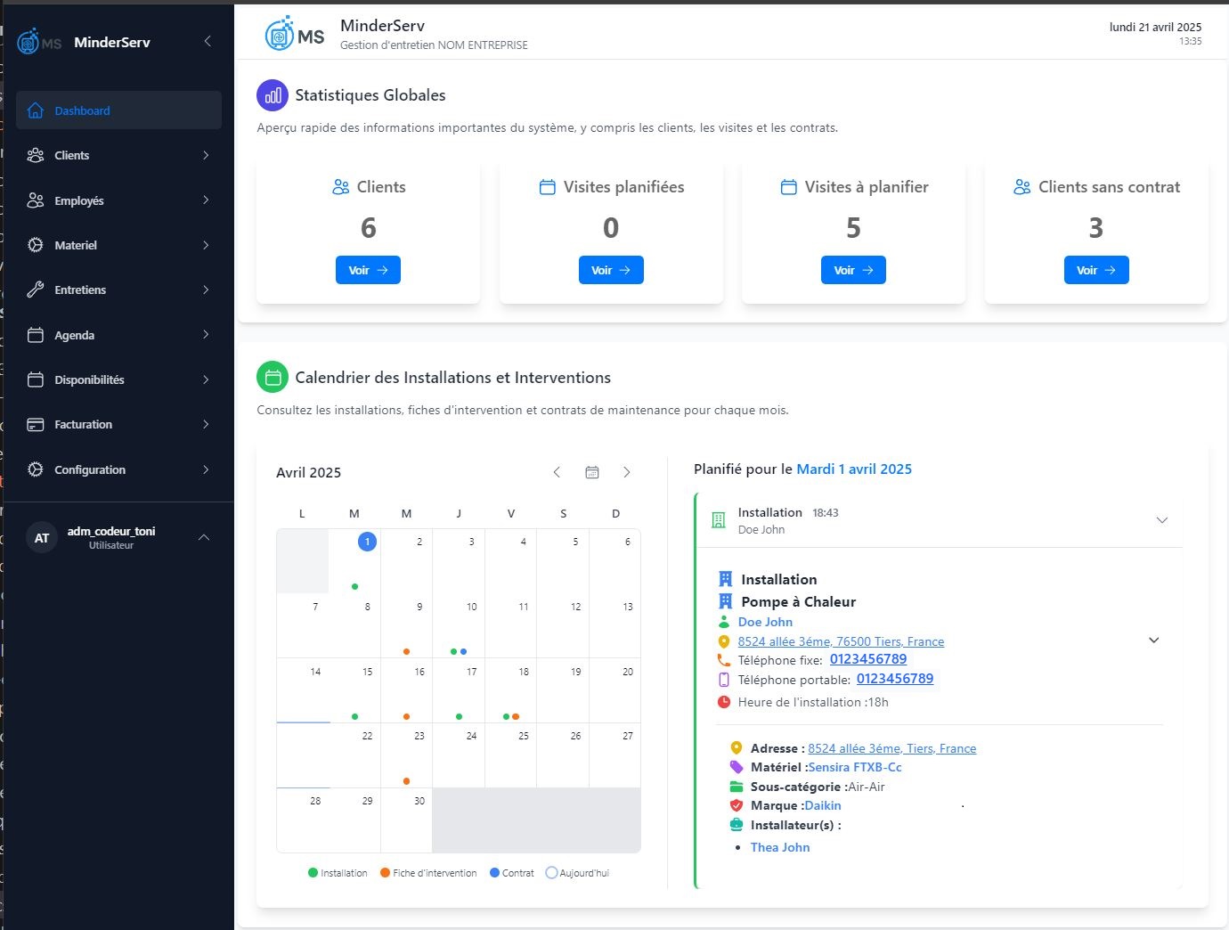 Dahsboard MinderServ